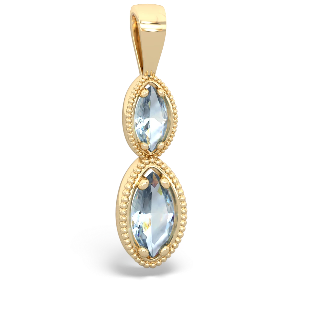 Aquamarine Antique-Style Halo 14K Yellow Gold pendant P5700