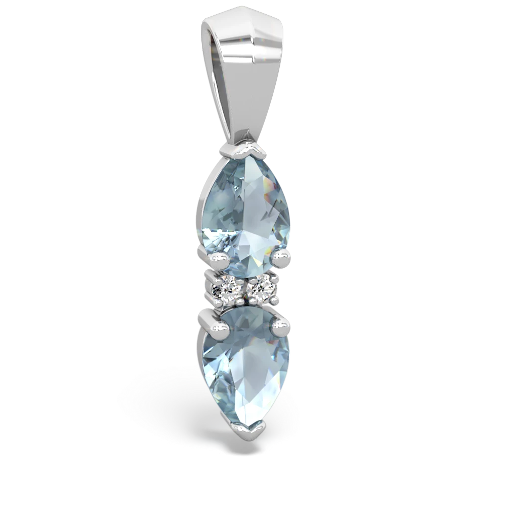 Aquamarine Bowtie Drop 14K White Gold pendant P0865