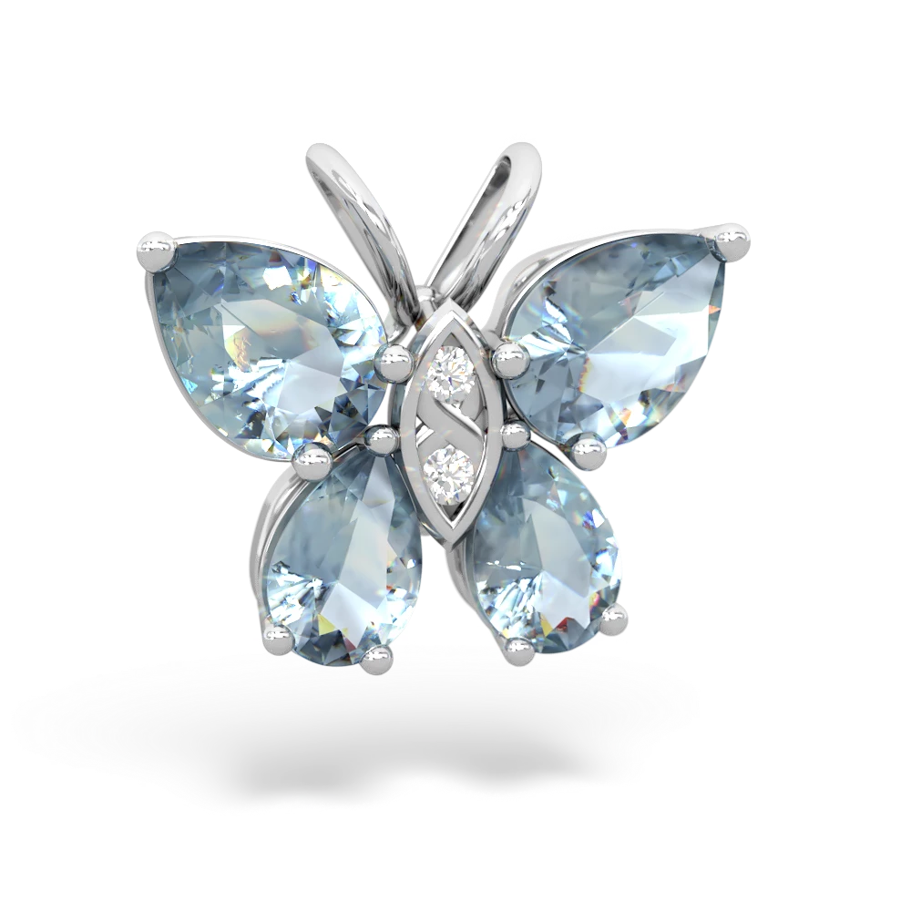 Aquamarine Butterfly 14K White Gold pendant P2215