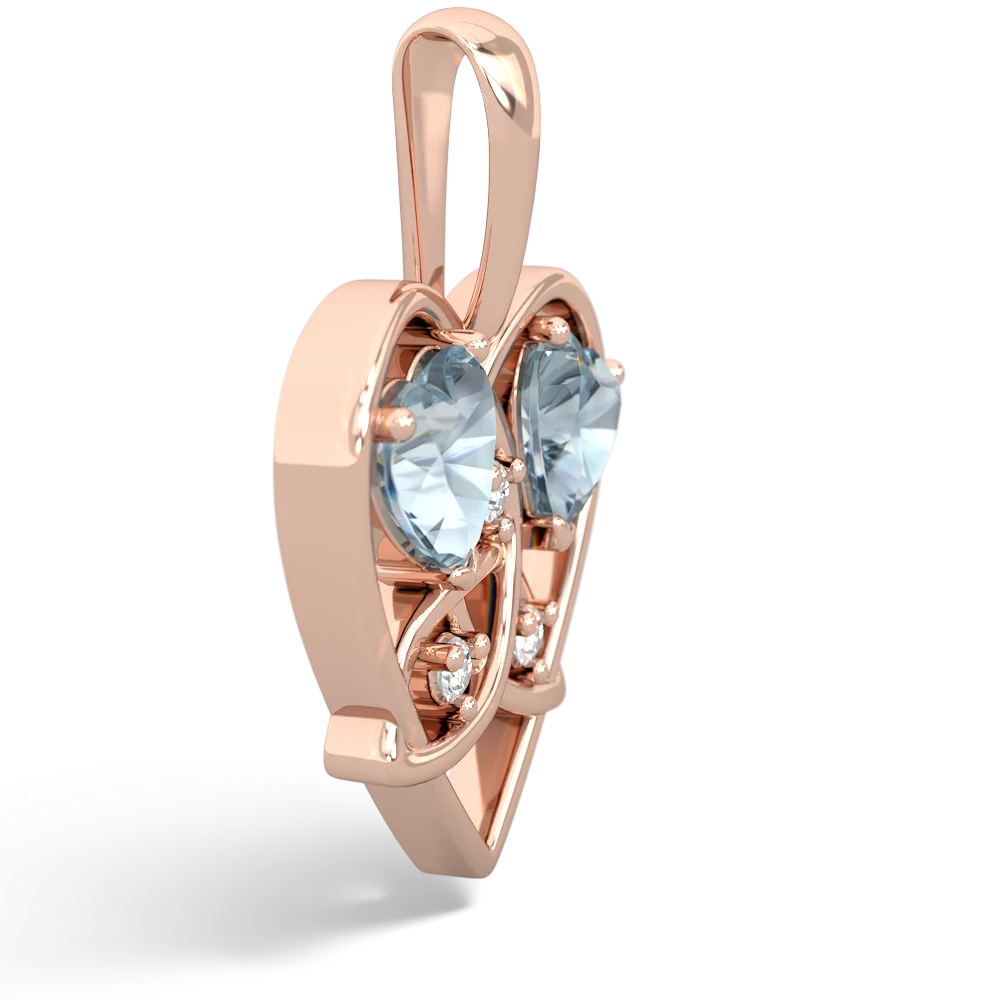 Aquamarine Celtic Trinity Heart 14K Rose Gold pendant P5331