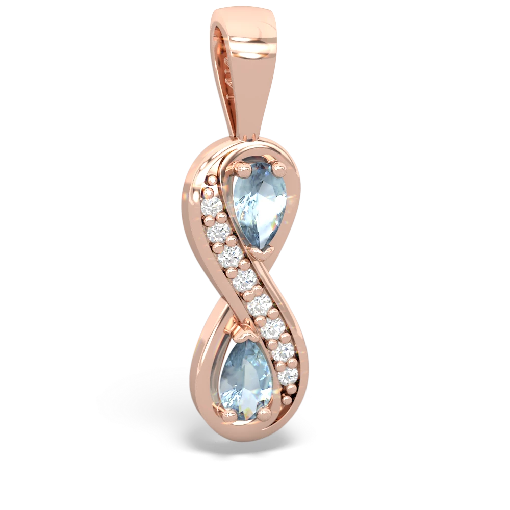 Aquamarine Diamond Infinity 14K Rose Gold pendant P5390