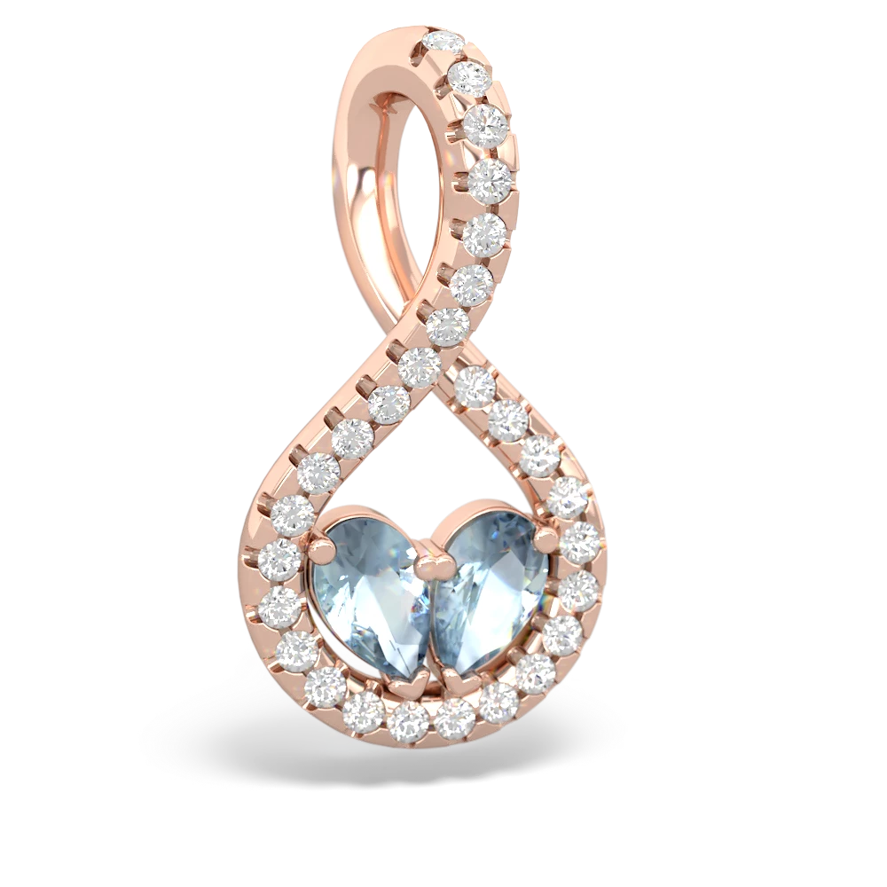 Aquamarine Pave Twist 'One Heart' 14K Rose Gold pendant P5360