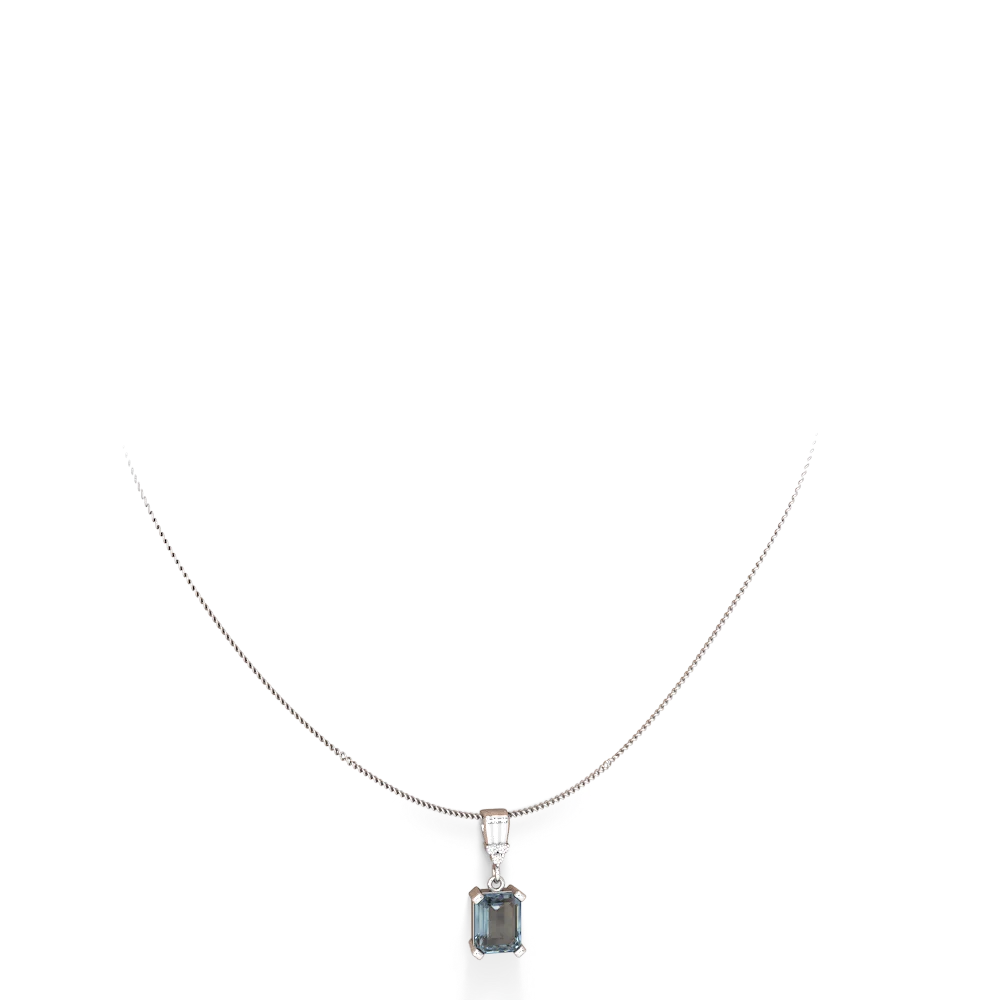 Aquamarine Art Deco Dangle 14K White Gold pendant P1937