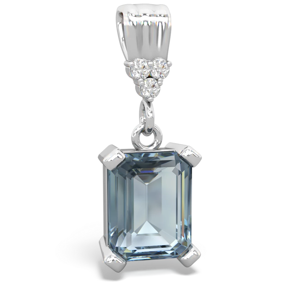 Aquamarine Art Deco Dangle 14K White Gold pendant P1937