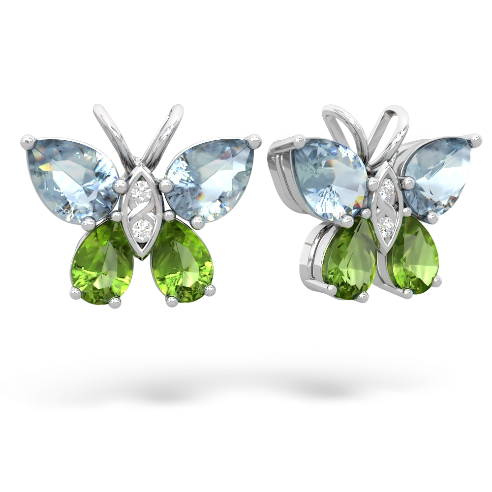 Aquamarine Butterfly 14K White Gold earrings E2215