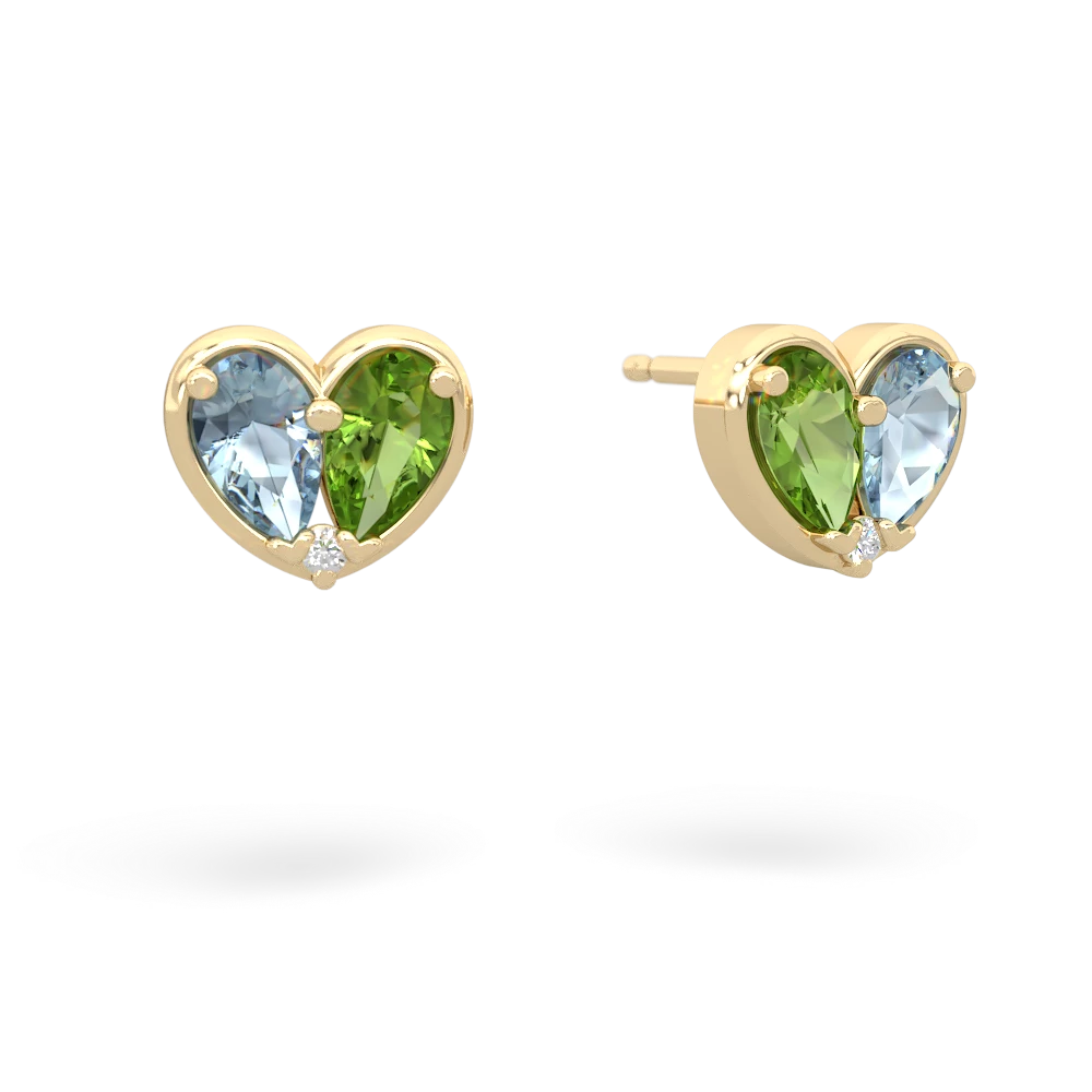 Aquamarine 'Our Heart' 14K Yellow Gold earrings E5072