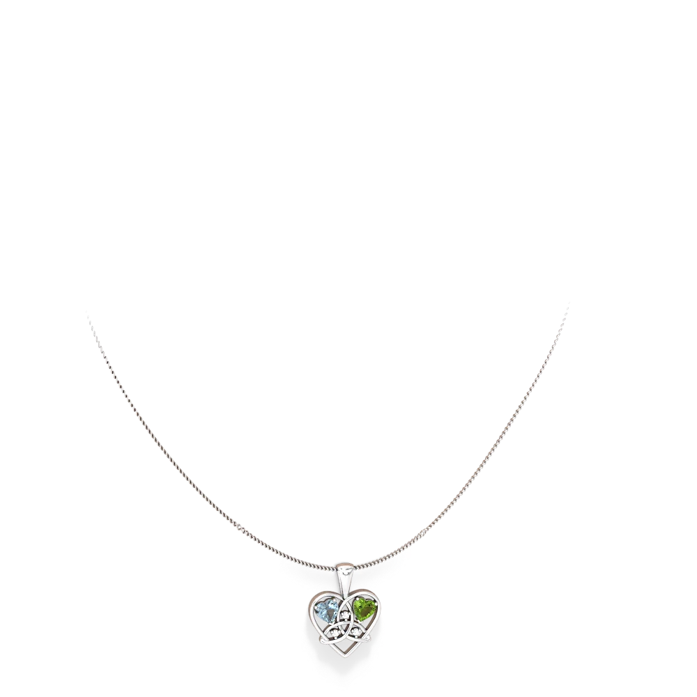 Aquamarine Celtic Trinity Heart 14K White Gold pendant P5331