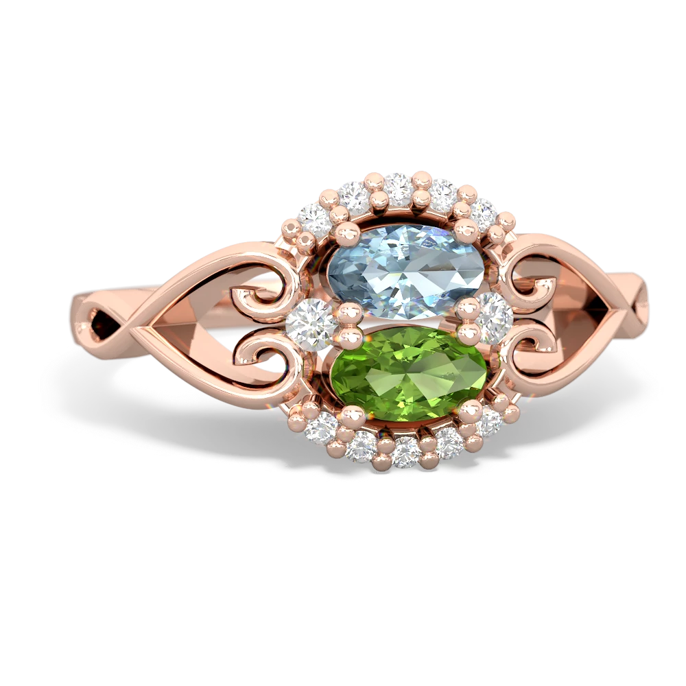 Aquamarine Love Nest 14K Rose Gold ring R5860