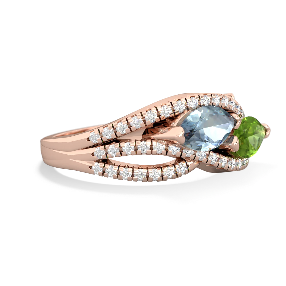 Aquamarine Diamond Rivers 14K Rose Gold ring R3070