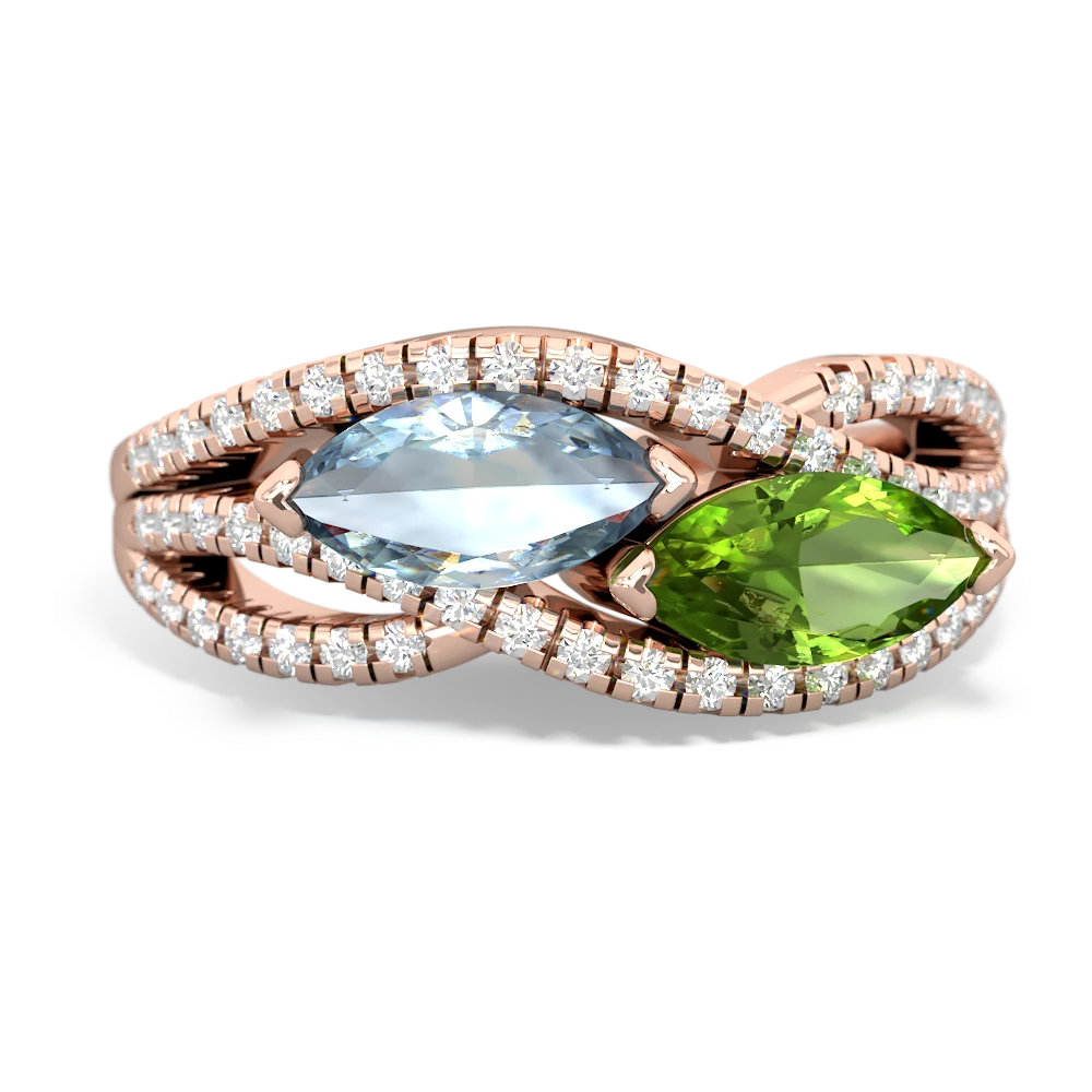 Aquamarine Diamond Rivers 14K Rose Gold ring R3070