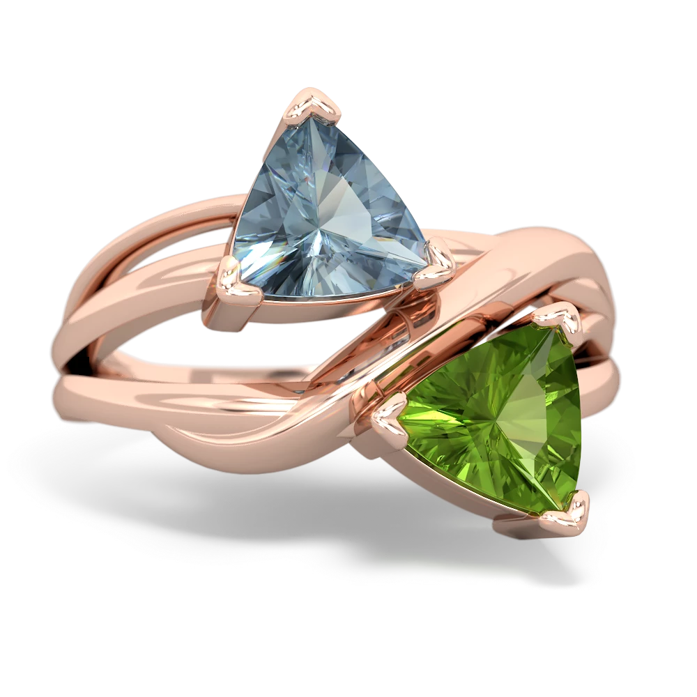 Aquamarine Split Band Swirl 14K Rose Gold ring R2341