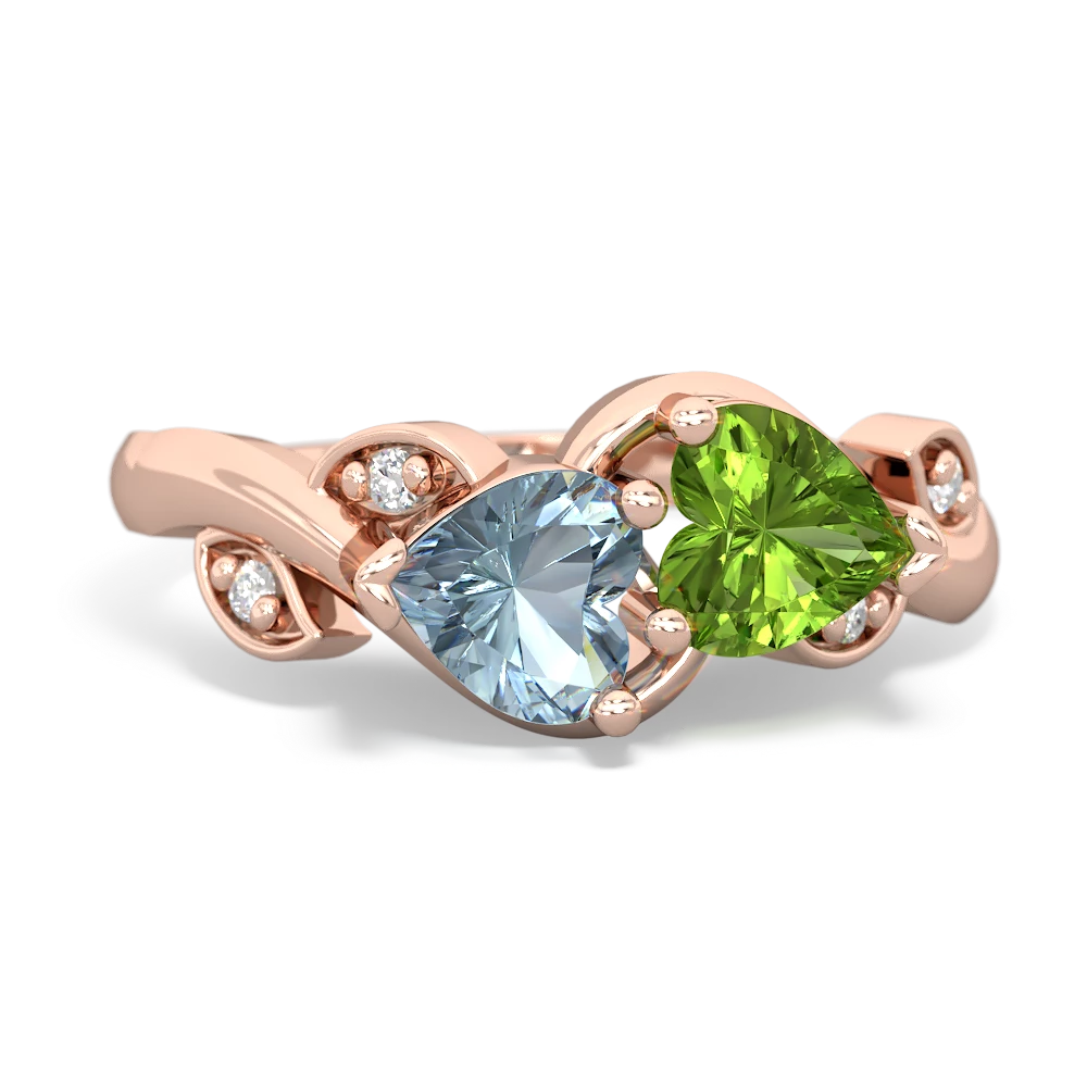 Aquamarine Floral Elegance 14K Rose Gold ring R5790