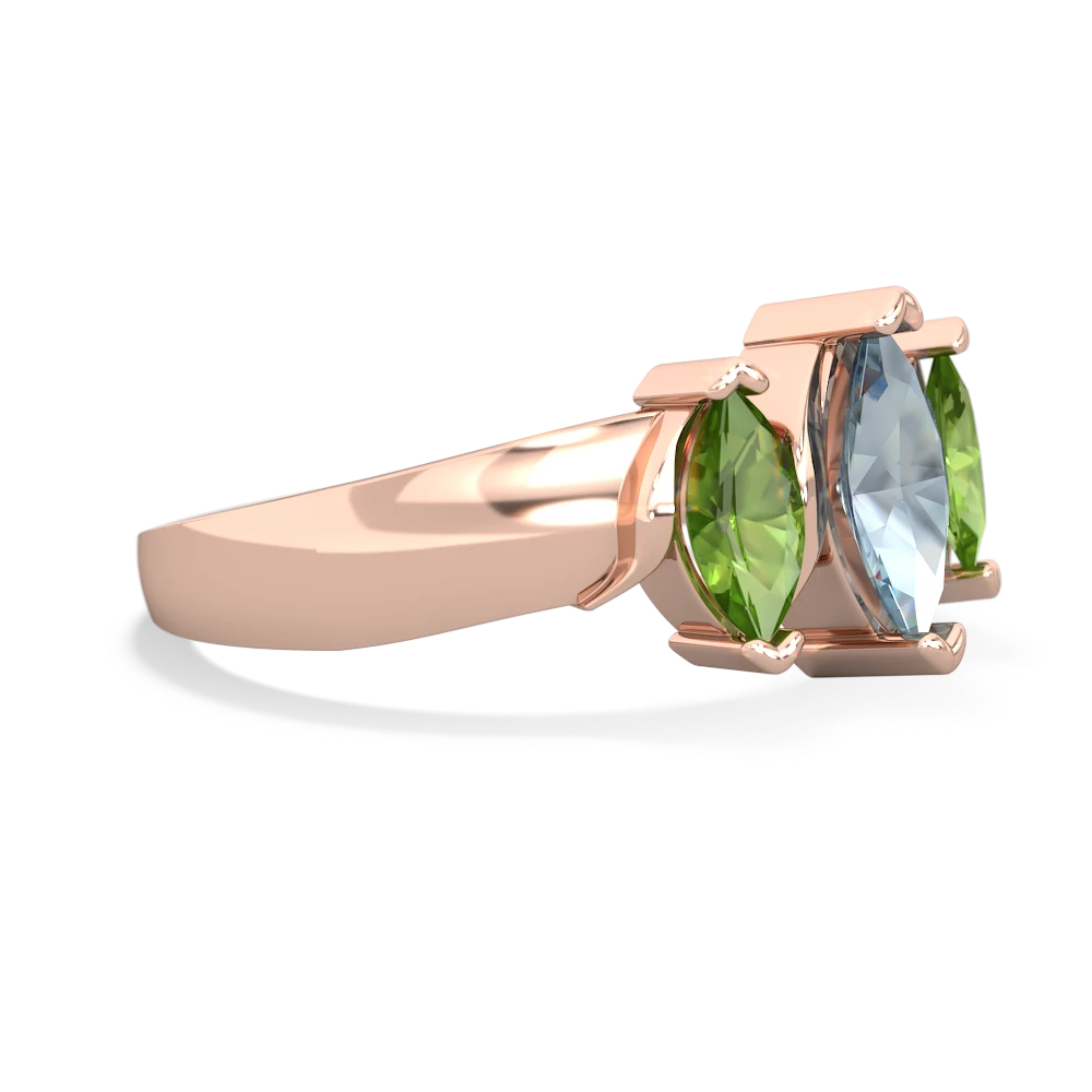 Aquamarine Three Peeks 14K Rose Gold ring R2433