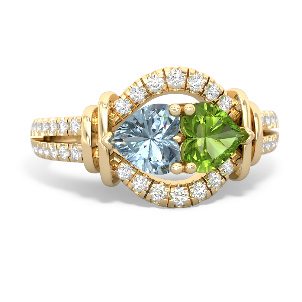 Aquamarine Art-Deco Keepsake 14K Yellow Gold ring R5630