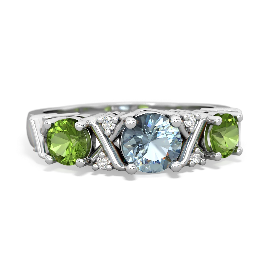 Aquamarine Hugs And Kisses 14K White Gold ring R5016