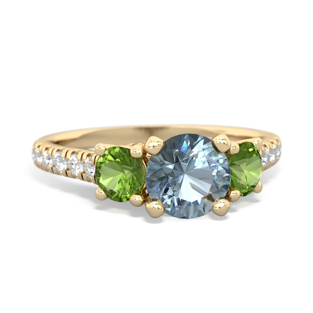 Aquamarine Pave Trellis 14K Yellow Gold ring R5500