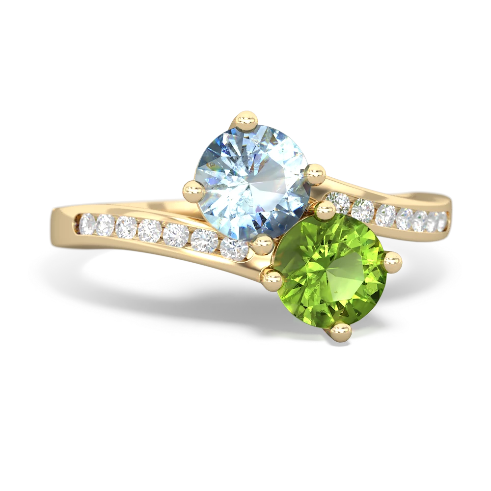 Aquamarine Channel Set Two Stone 14K Yellow Gold ring R5303