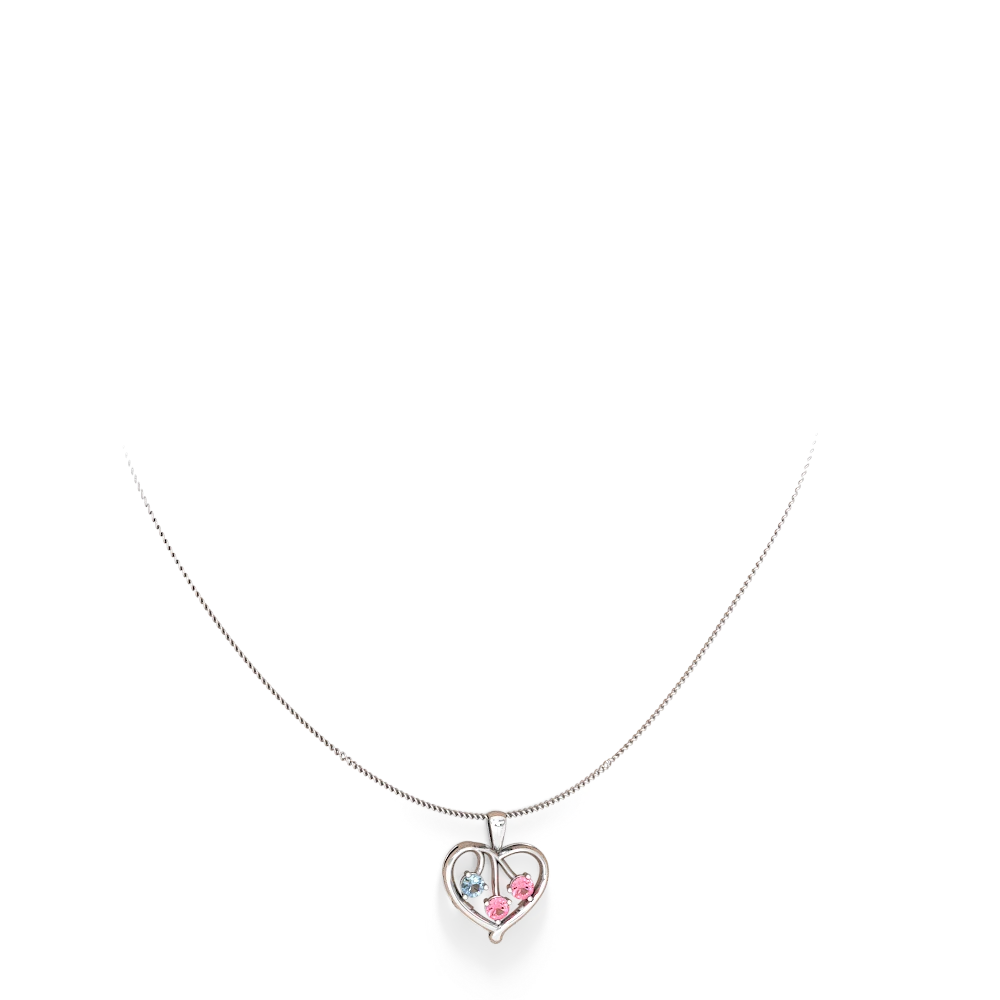 Aquamarine,Lab Pink Sapphire Sapphire Glowing Heart Necklace - 14K White  Gold |JewelsForMe