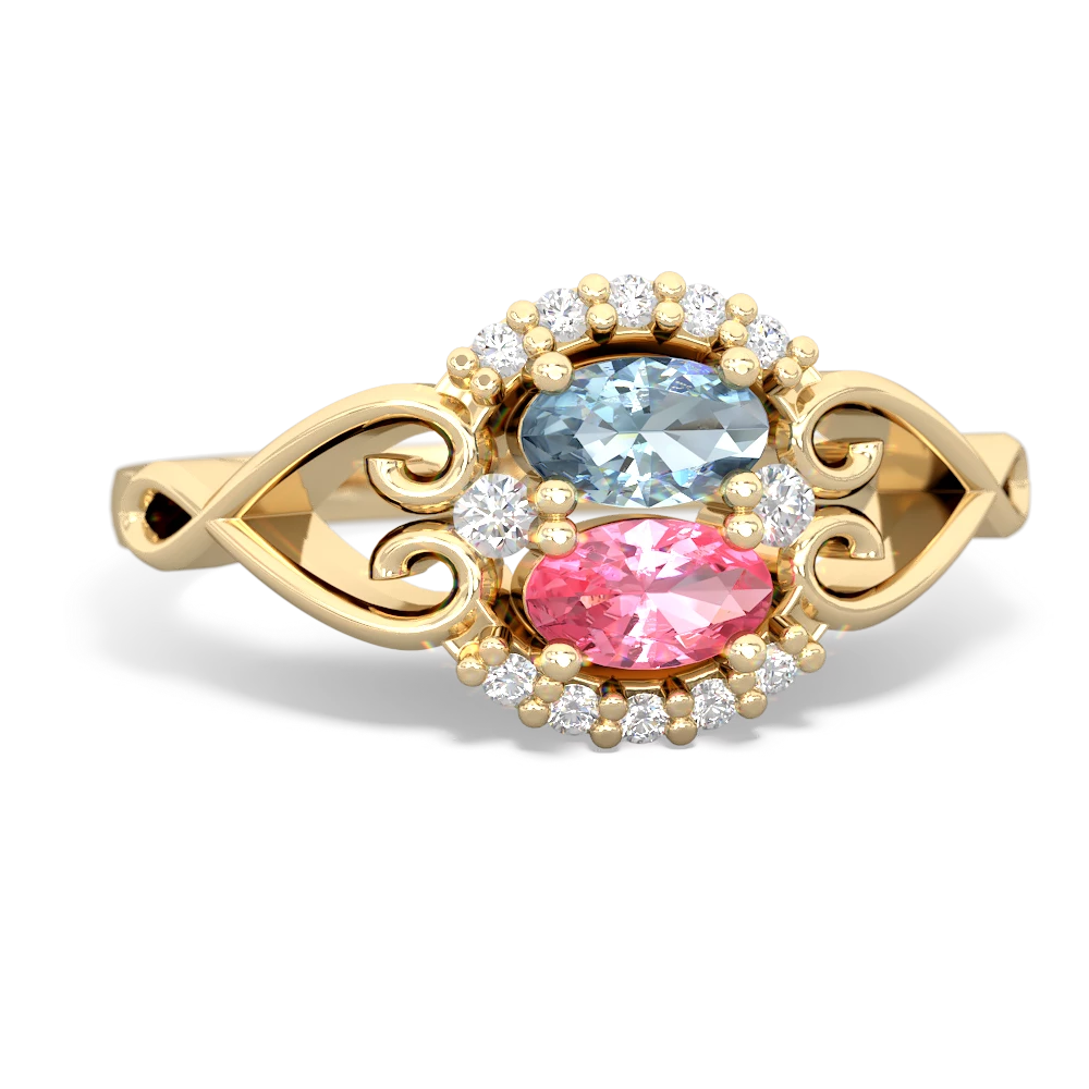 Aquamarine Love Nest 14K Yellow Gold ring R5860