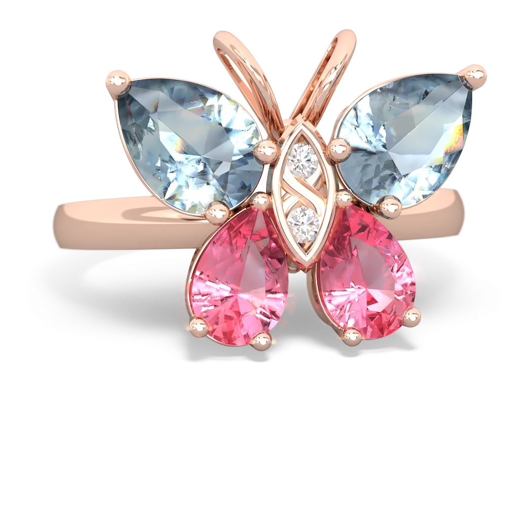 Aquamarine Butterfly 14K Rose Gold ring R2215