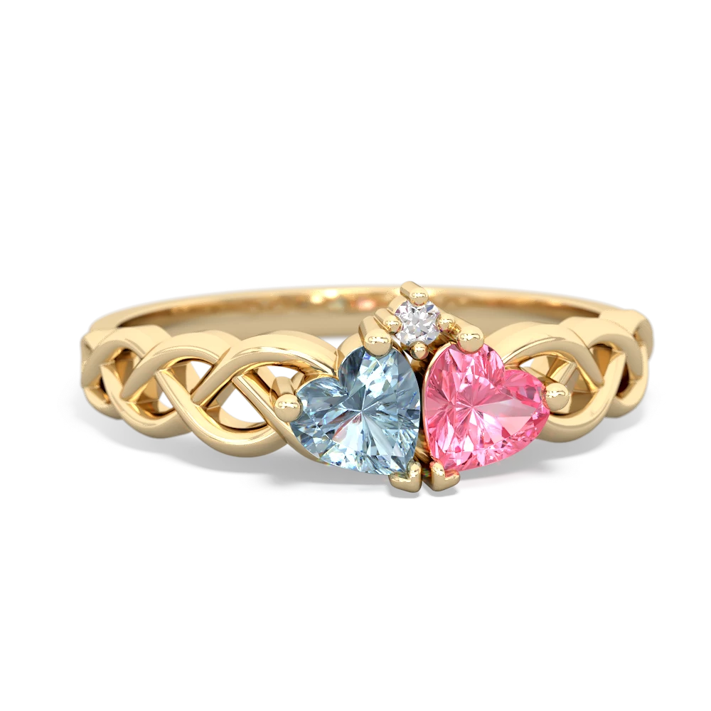 Aquamarine Heart To Heart Braid 14K Yellow Gold ring R5870