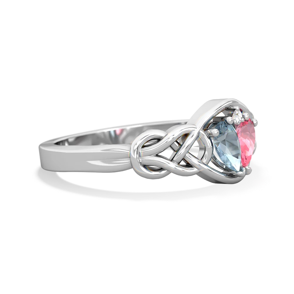 Aquamarine Celtic Love Knot 14K White Gold ring R5420