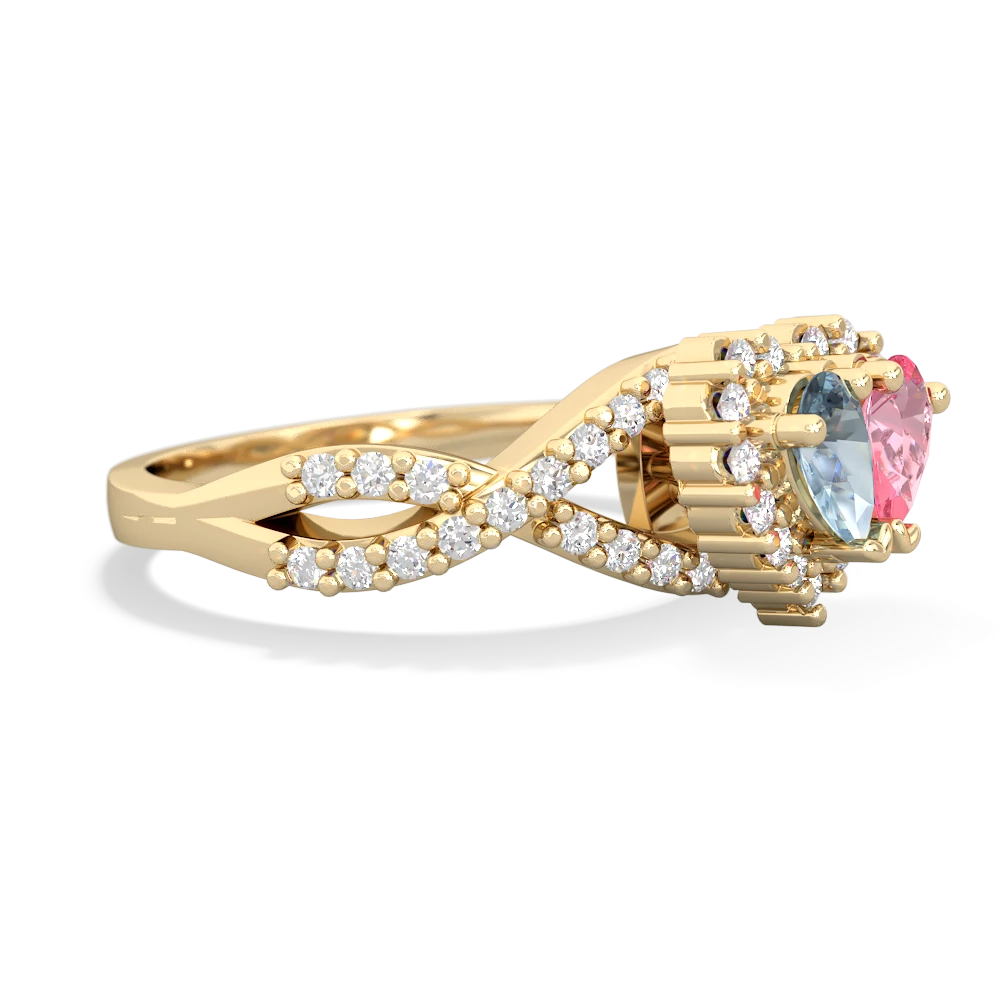 Aquamarine Diamond Twist 'One Heart' 14K Yellow Gold ring R2640HRT