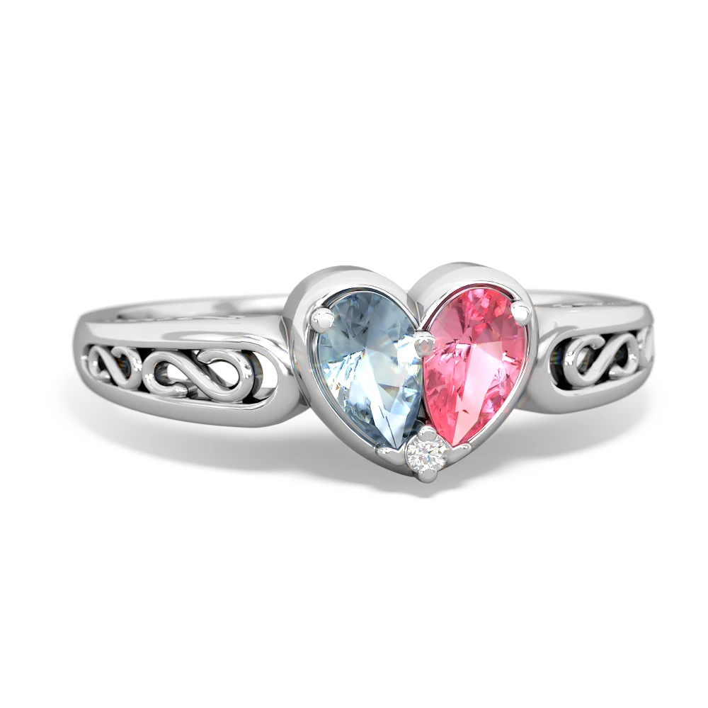 Aquamarine Filligree 'One Heart' 14K White Gold ring R5070