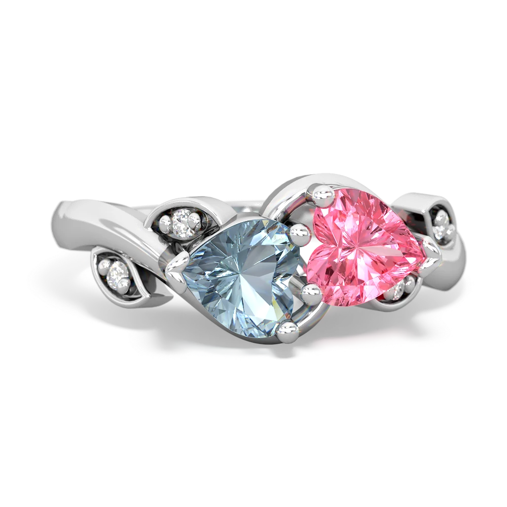 Aquamarine Floral Elegance 14K White Gold ring R5790