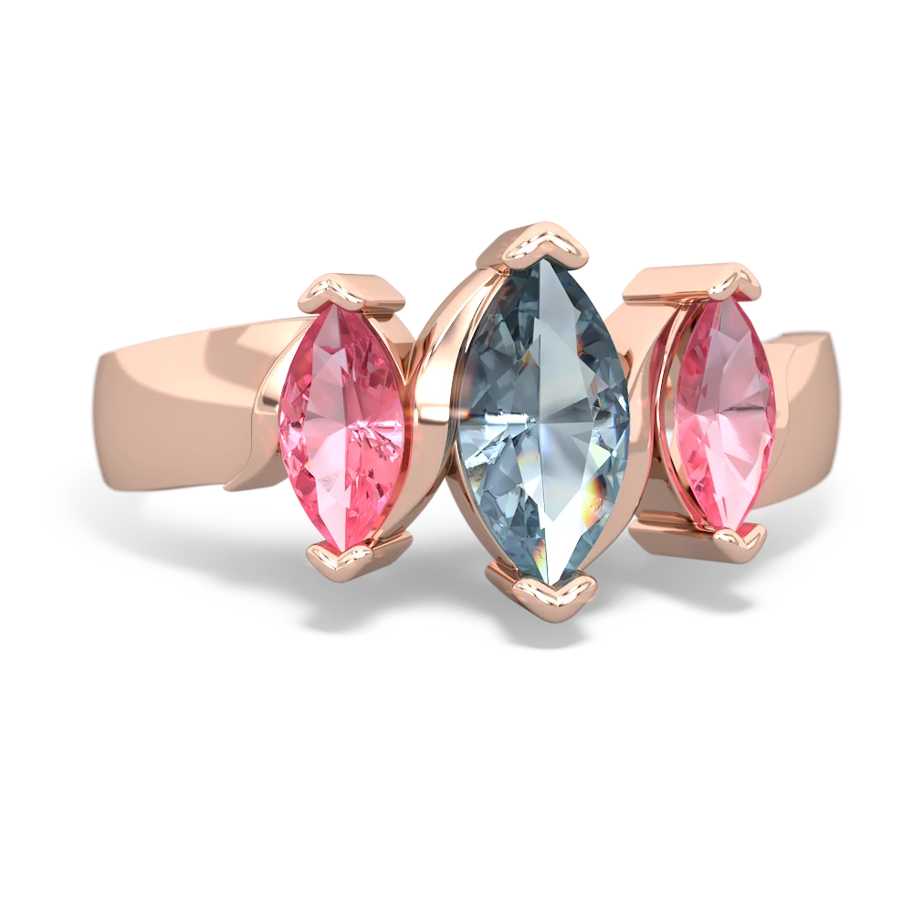 Aquamarine Three Peeks 14K Rose Gold ring R2433