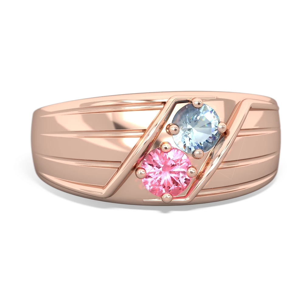 Aquamarine Men's Streamline 14K Rose Gold ring R0460