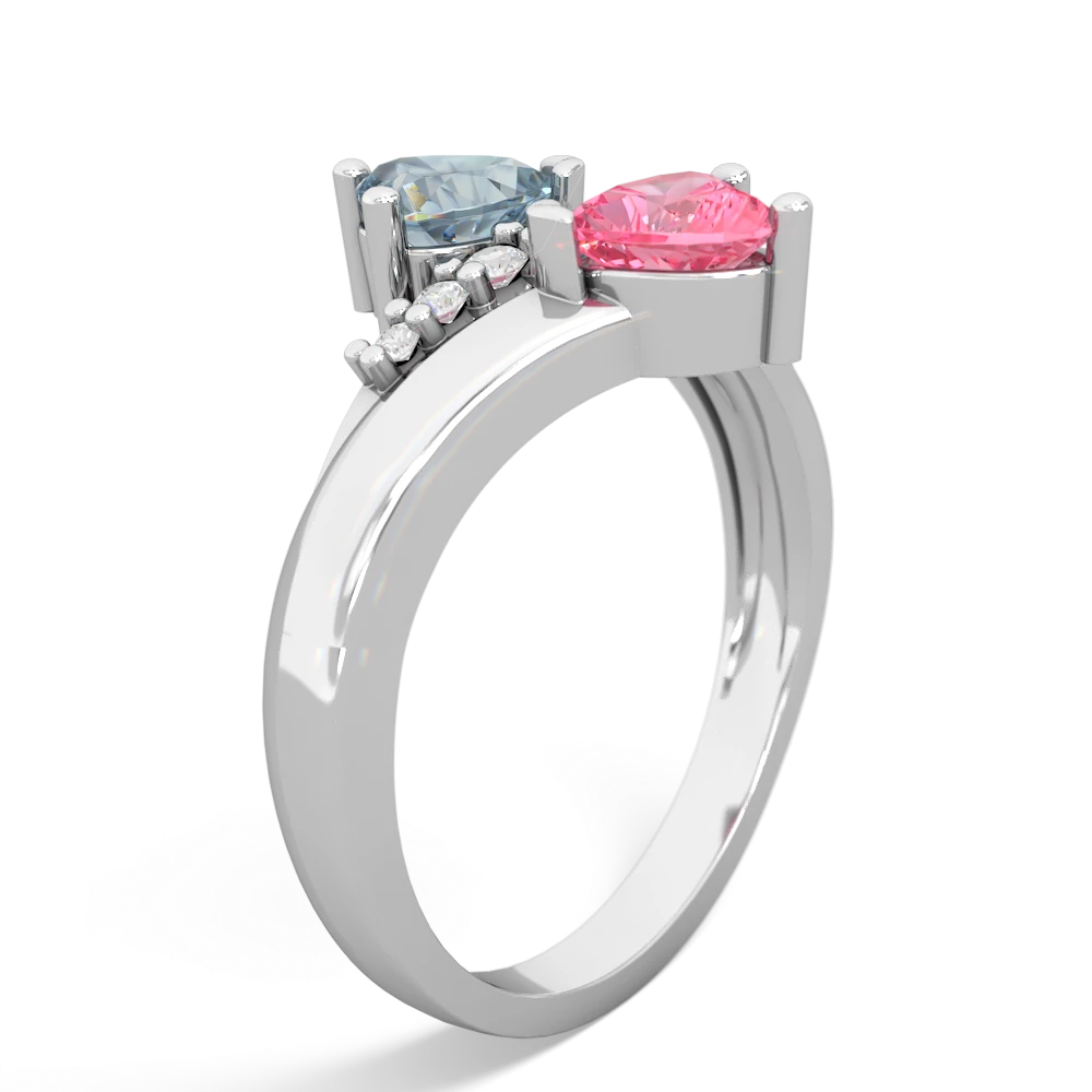 Aquamarine Heart To Heart 14K White Gold ring R2064