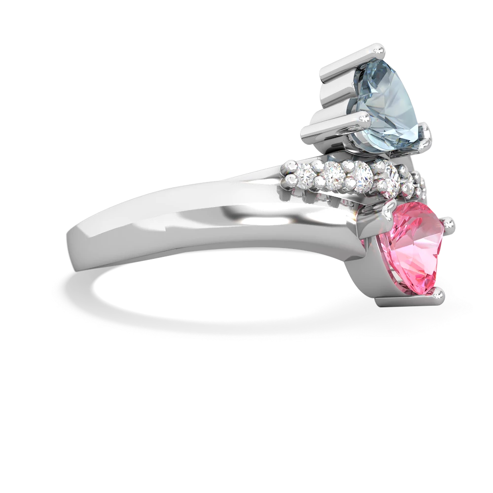 Aquamarine Heart To Heart 14K White Gold ring R2064