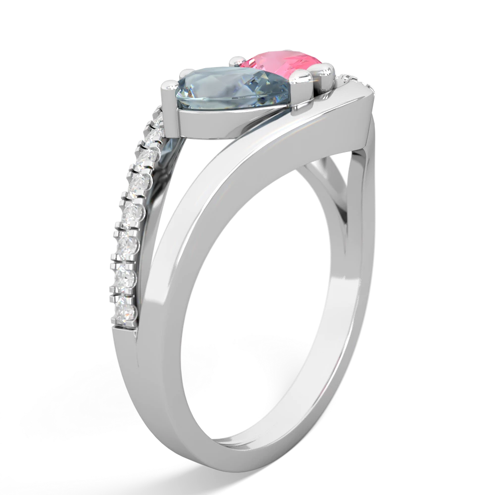 Aquamarine Nestled Heart Keepsake 14K White Gold ring R5650