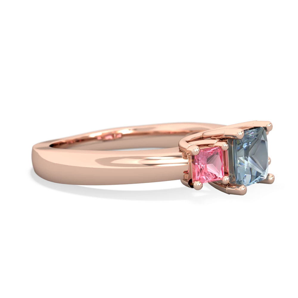 Aquamarine Three Stone Trellis 14K Rose Gold ring R4015