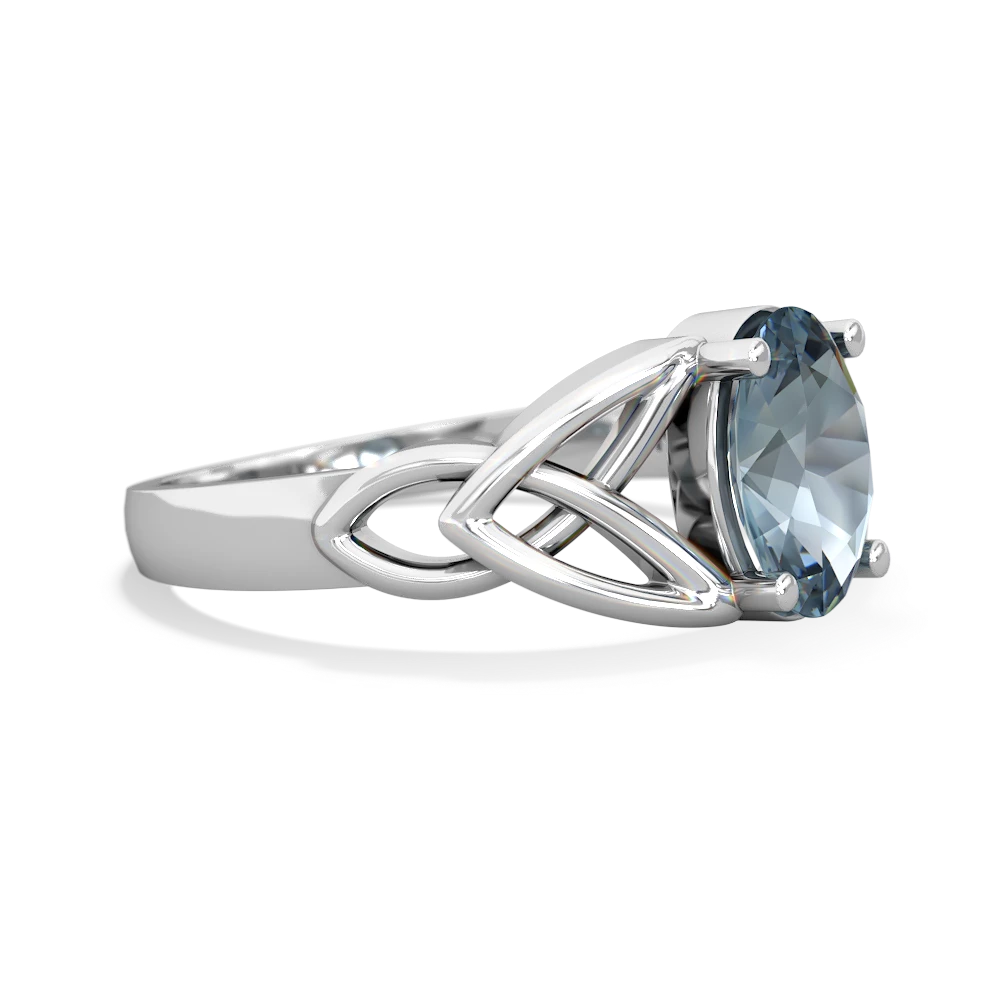 Aquamarine Celtic Trinity Knot 14K White Gold ring R2389