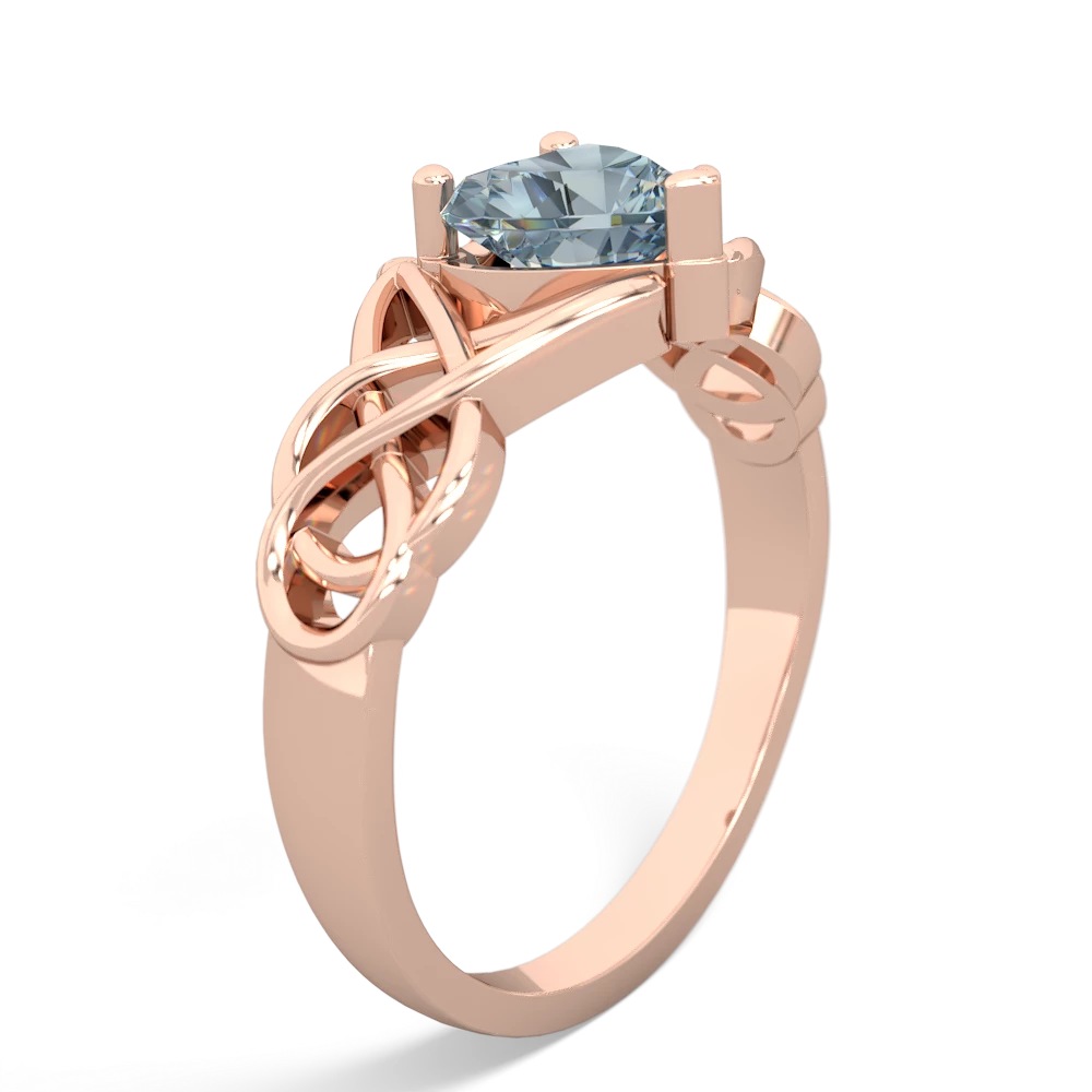 Aquamarine Claddagh Celtic Knot 14K Rose Gold ring R2367