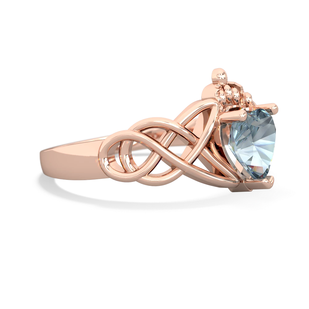 Aquamarine Claddagh Celtic Knot 14K Rose Gold ring R2367