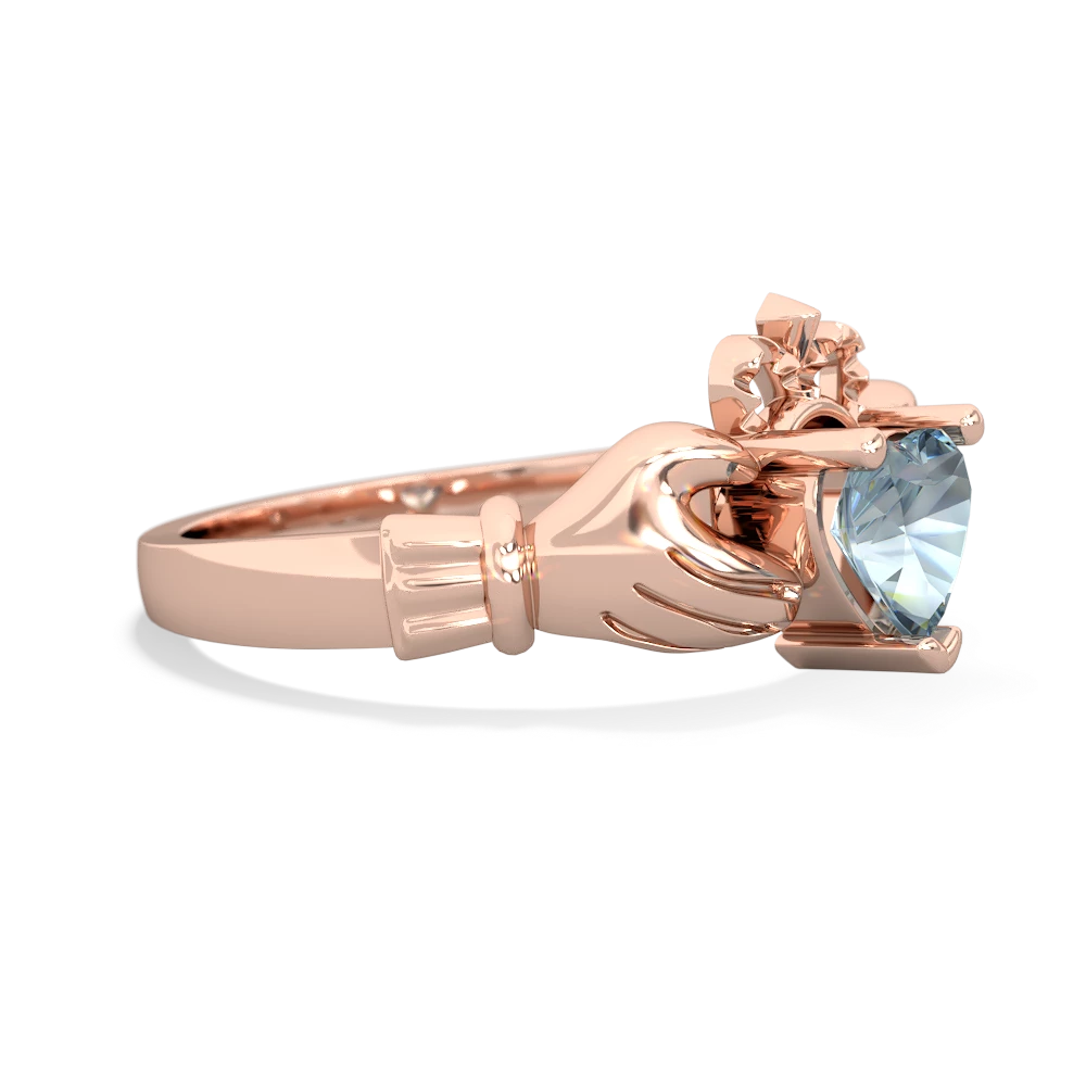 Aquamarine Claddagh 14K Rose Gold ring R2370