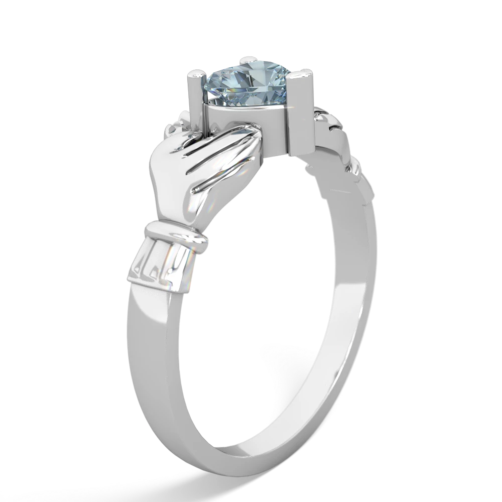 Aquamarine Claddagh 14K White Gold ring R2370