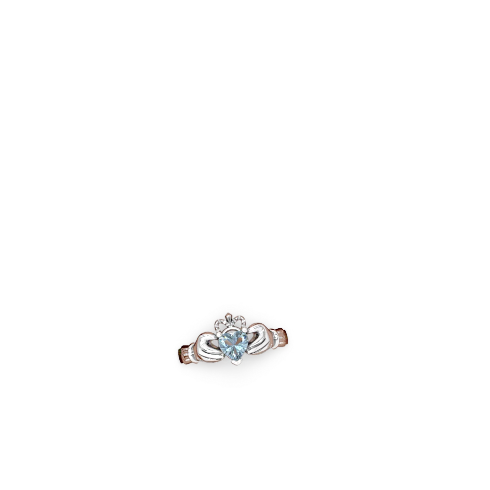 Aquamarine Claddagh 14K White Gold ring R2370