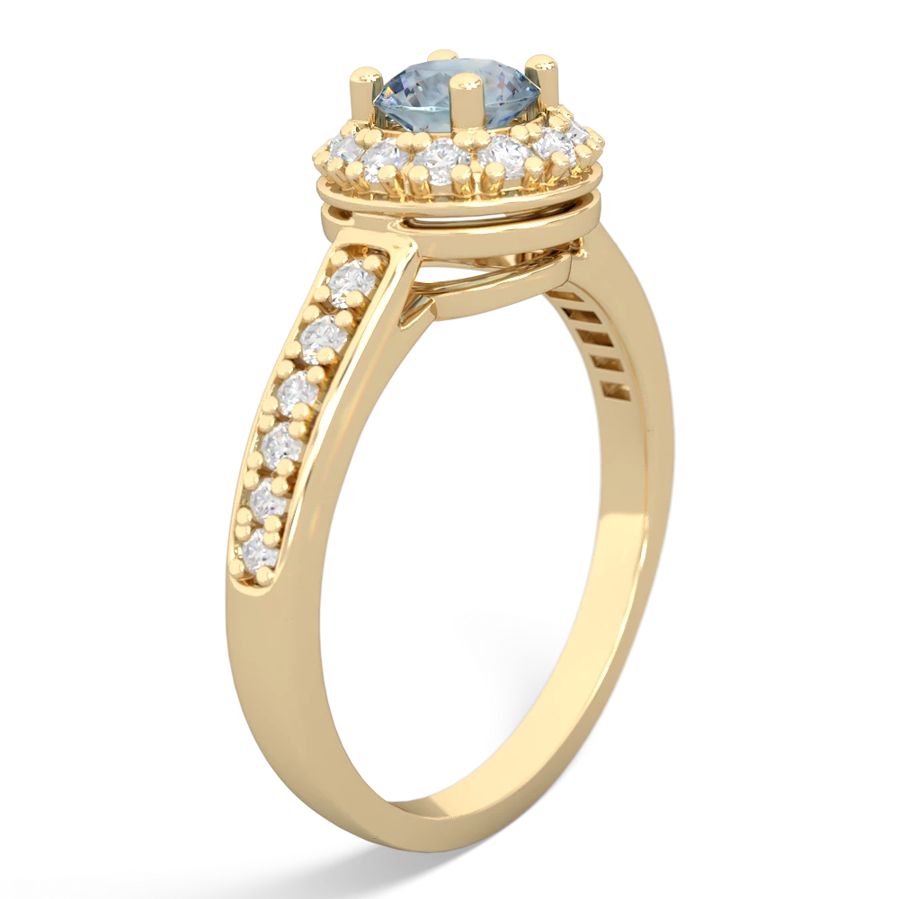 Aquamarine Diamond Halo 14K Yellow Gold ring R5370