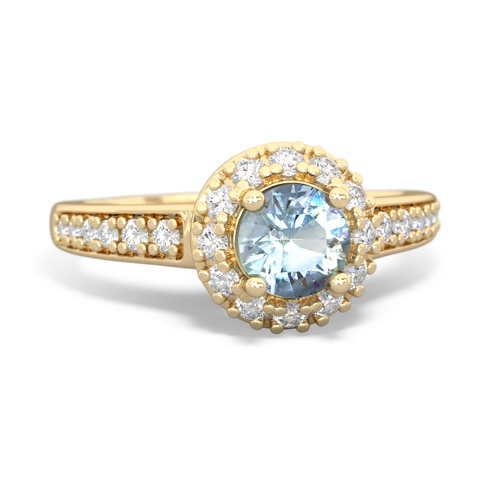 Aquamarine Diamond Halo 14K Yellow Gold ring R5370