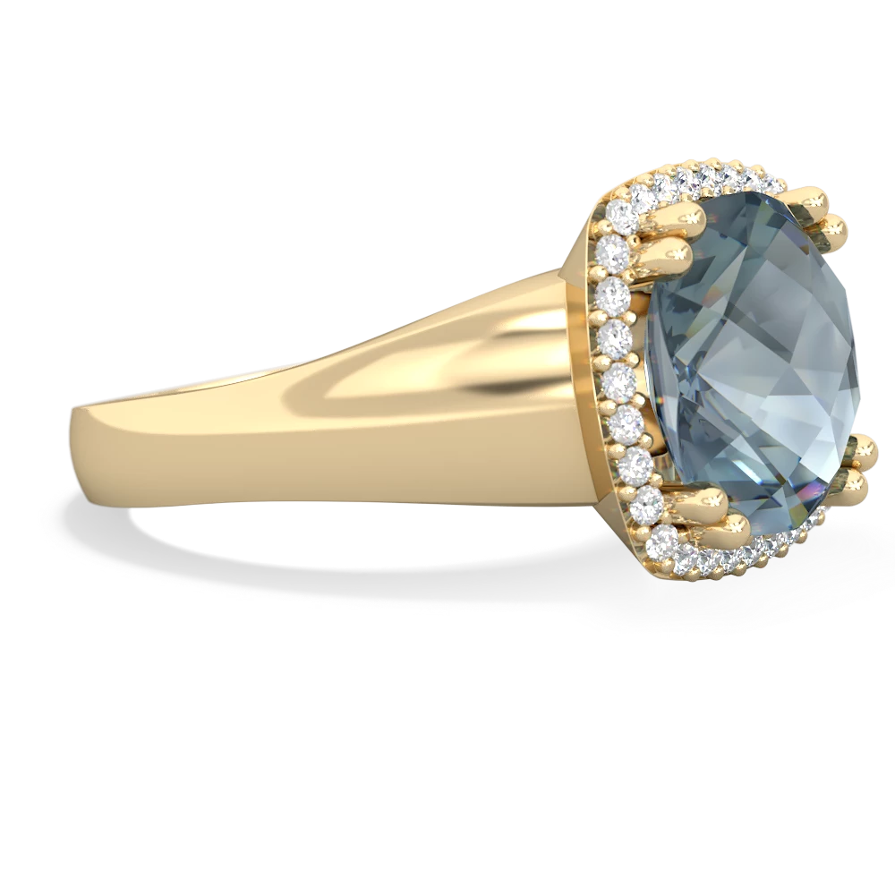 Aquamarine Halo Cocktail 14K Yellow Gold ring R2544