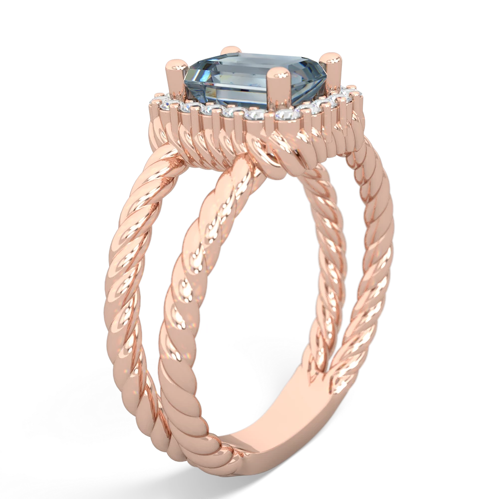 Aquamarine Rope Split Band 14K Rose Gold ring R2628