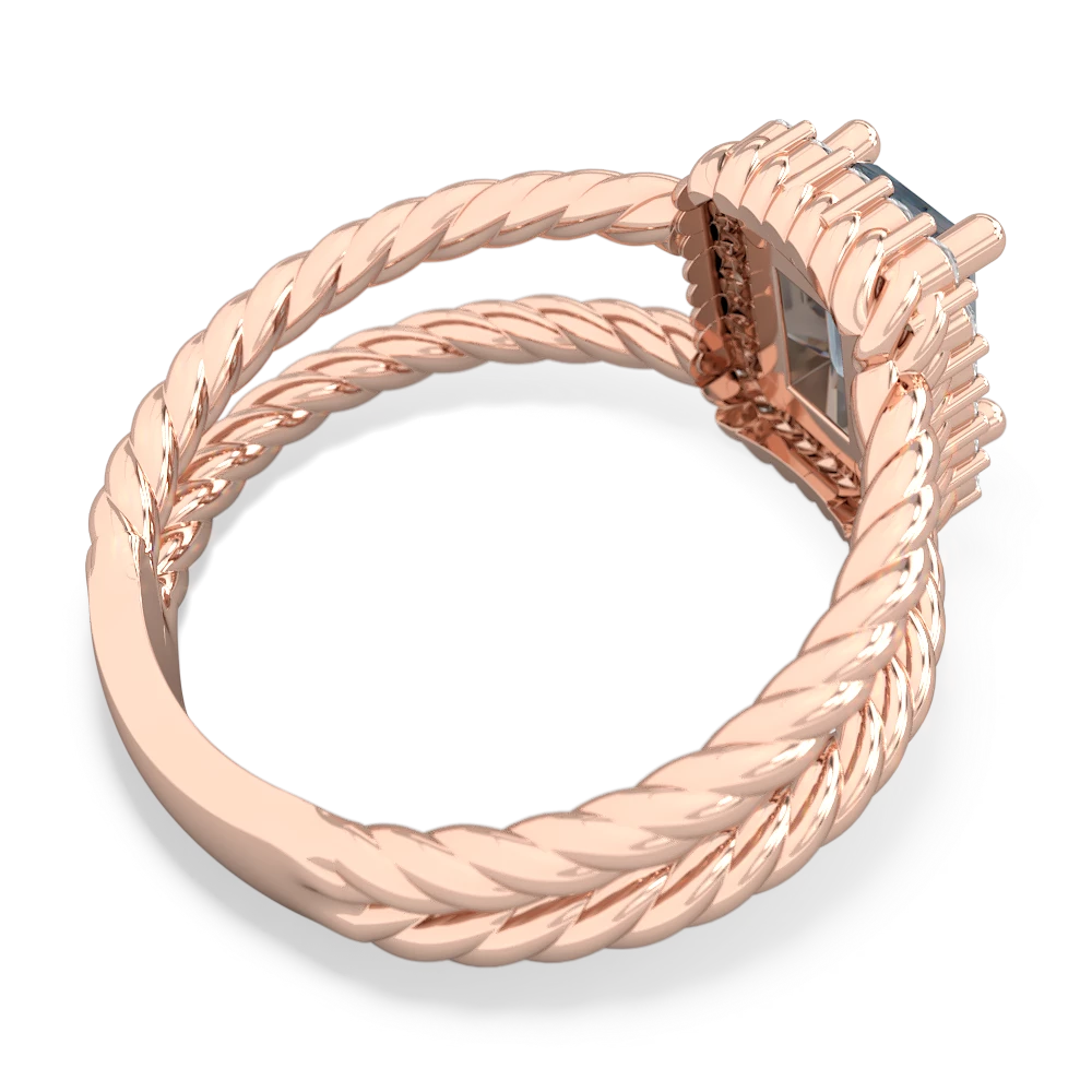 Aquamarine Rope Split Band 14K Rose Gold ring R2628