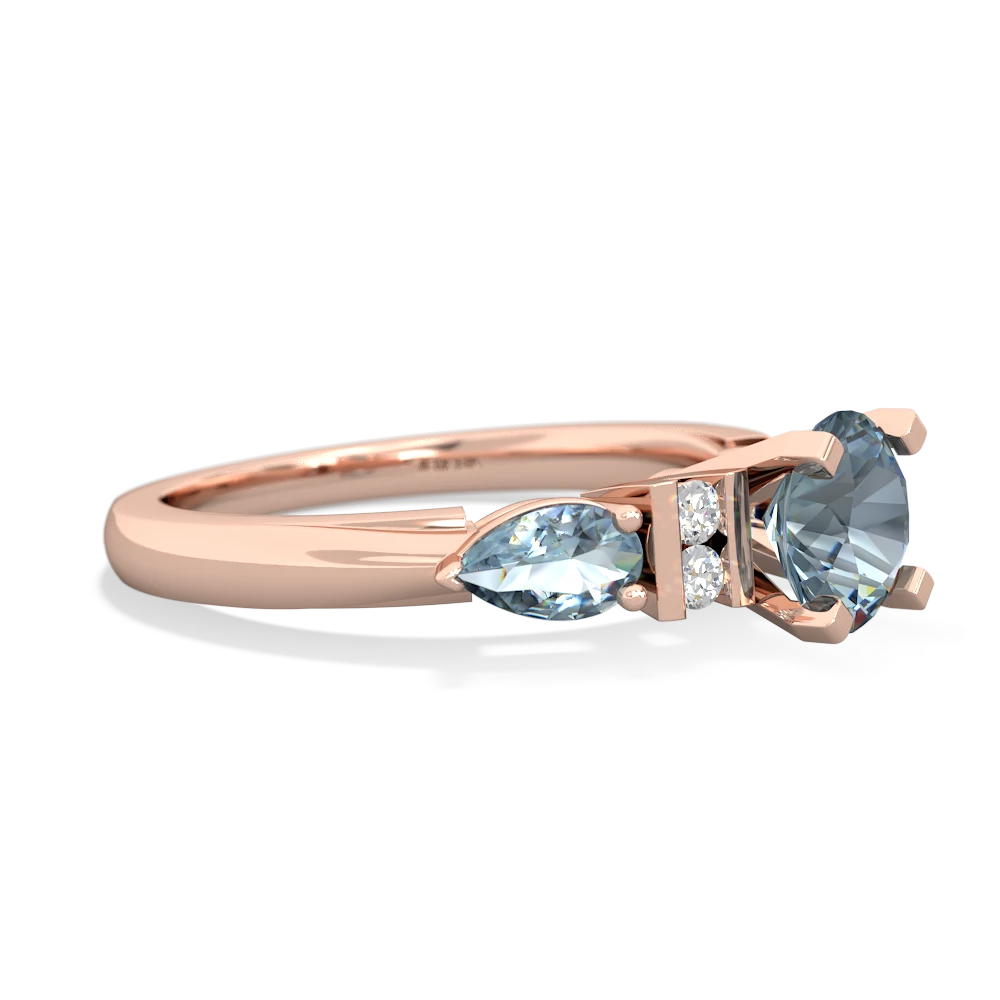 Aquamarine 6Mm Round Eternal Embrace Engagement 14K Rose Gold ring R2005