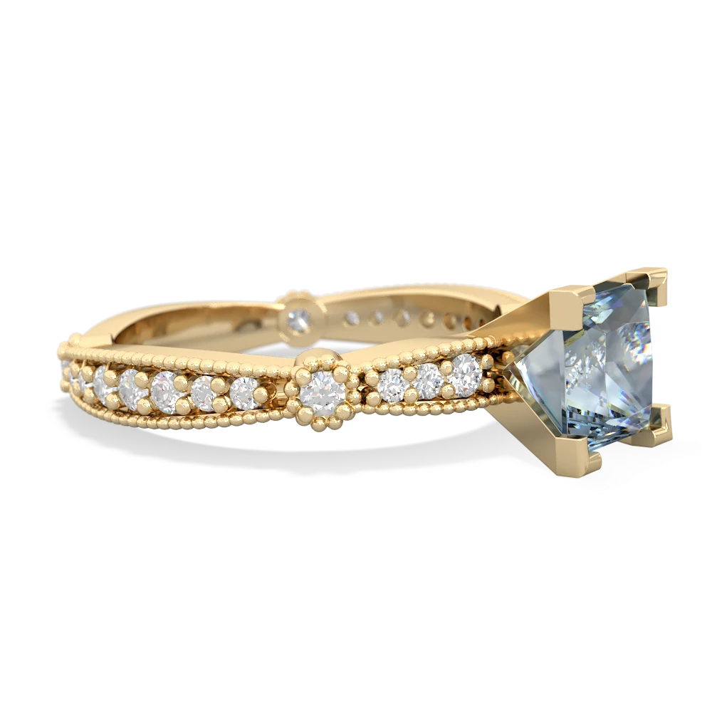 Aquamarine Sparkling Tiara 6Mm Princess 14K Yellow Gold ring R26296SQ