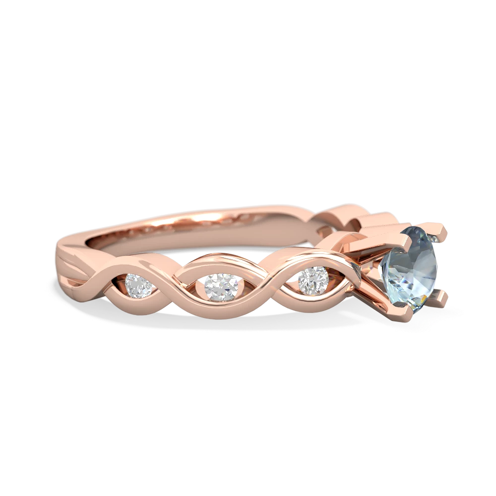 Aquamarine Infinity 5Mm Round Engagement 14K Rose Gold ring R26315RD