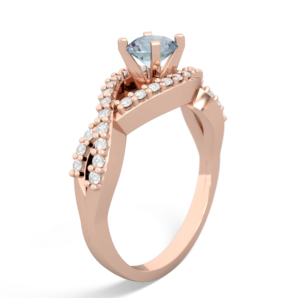 Aquamarine Diamond Twist 5Mm Round Engagment  14K Rose Gold ring R26405RD